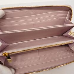 Christian Dior Long Wallet Cannage Enamel Sherbet Pink Champagne Women's