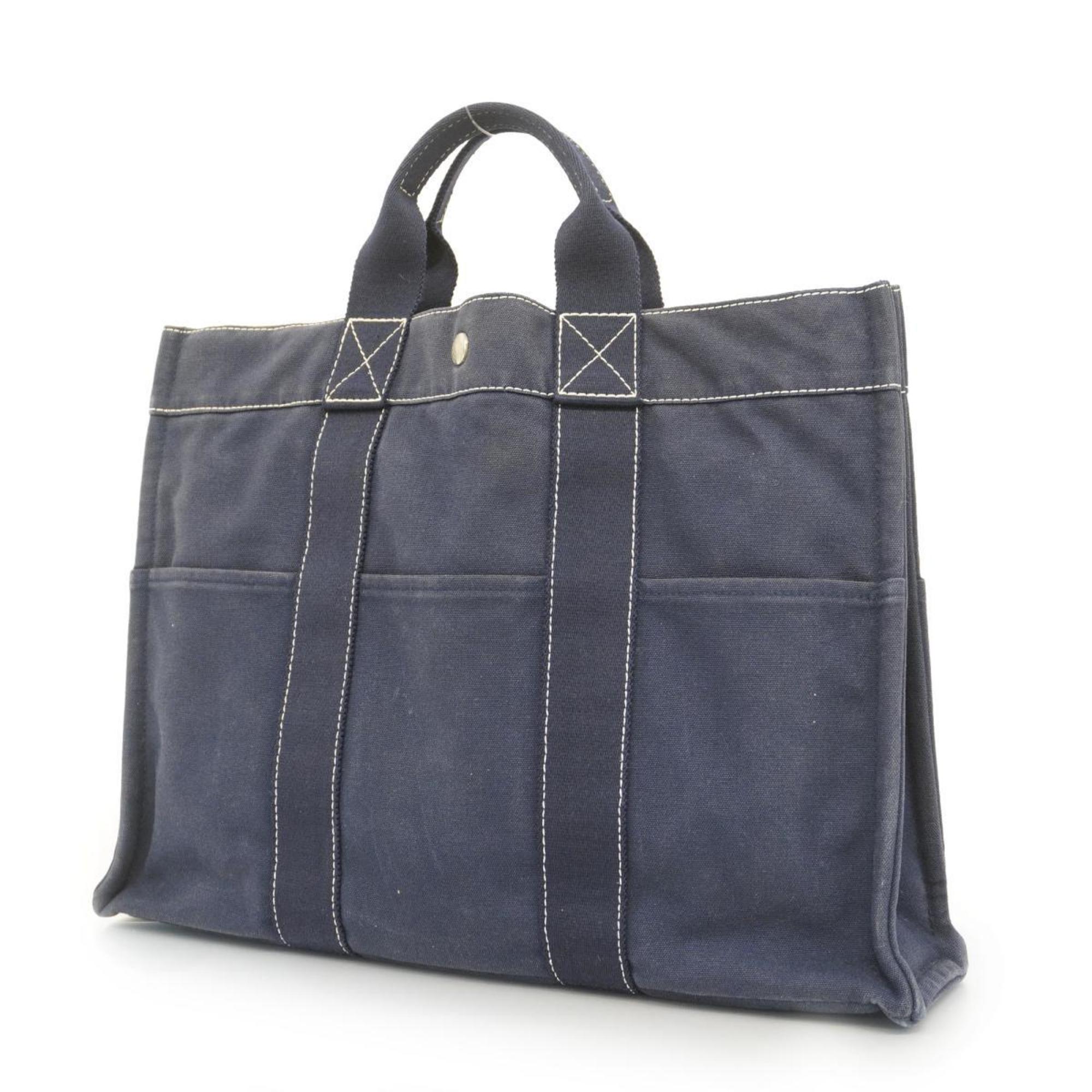 Hermes Tote Bag Deauville MM Canvas Navy Men's Women's