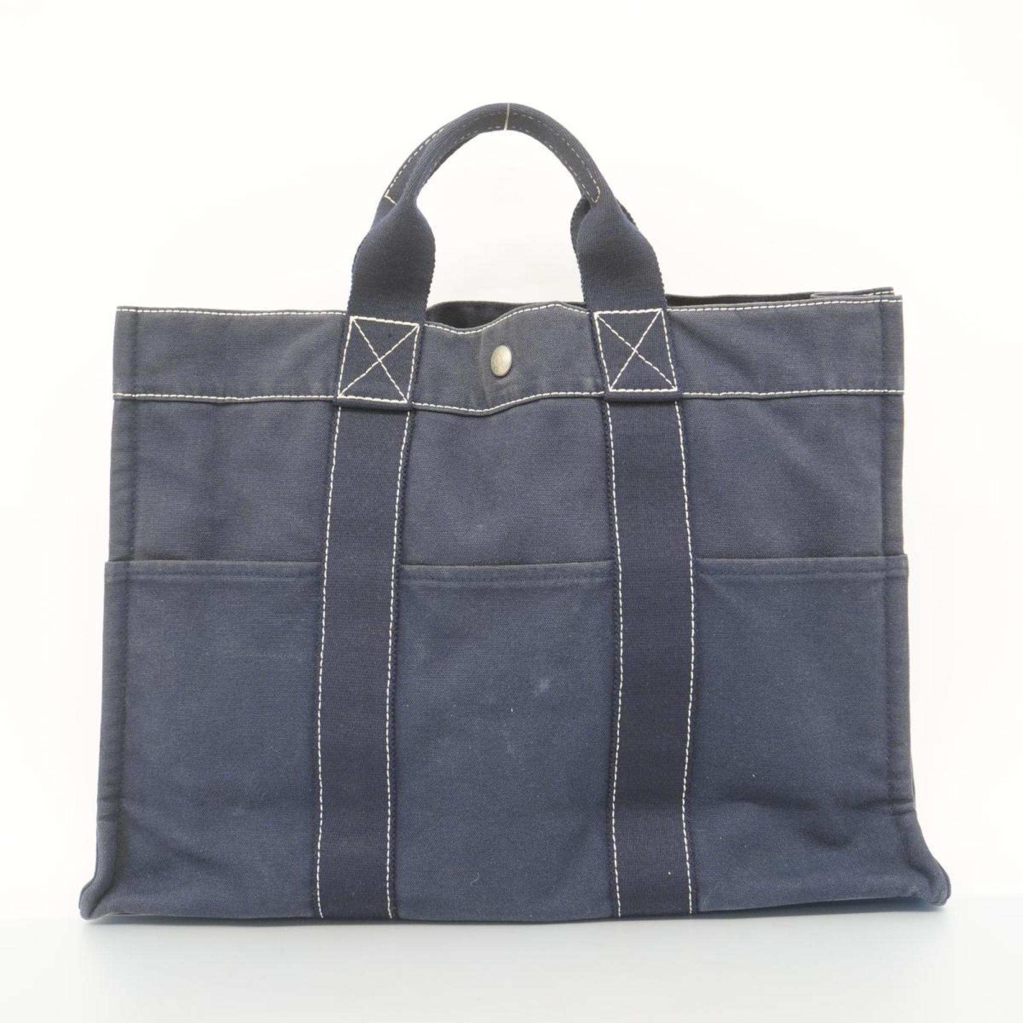 Hermes Tote Bag Deauville MM Canvas Navy Men's Women's