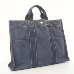 Hermes Tote Bag Deauville MM Canvas Navy Men's Women's