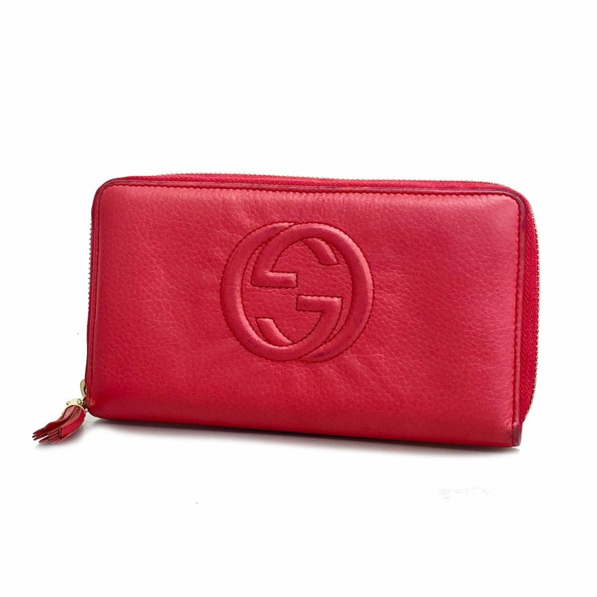 Gucci Soho Long Wallet 308280 Leather Pink Women's