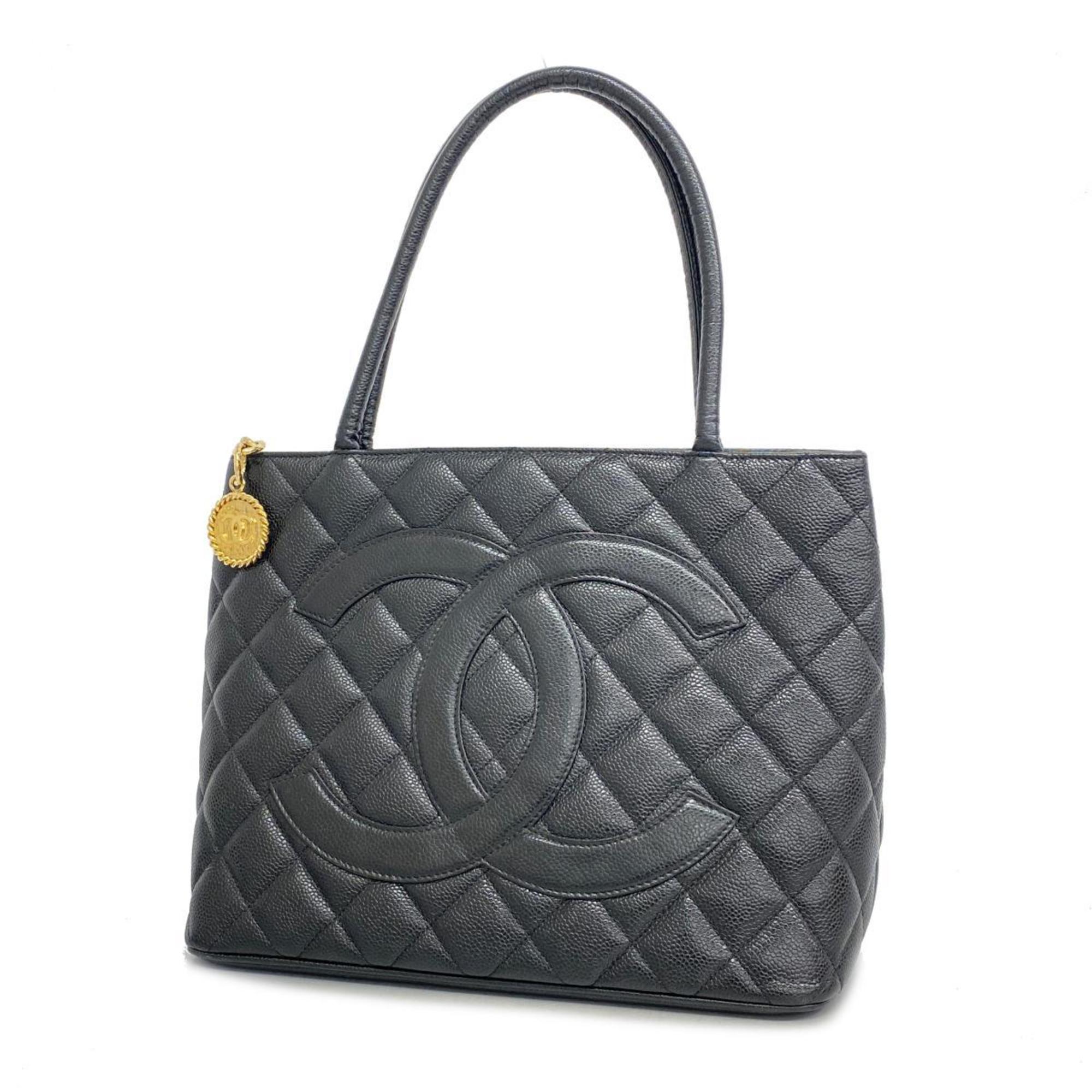 Chanel Tote Bag Reproduction Caviar Skin Black Women's