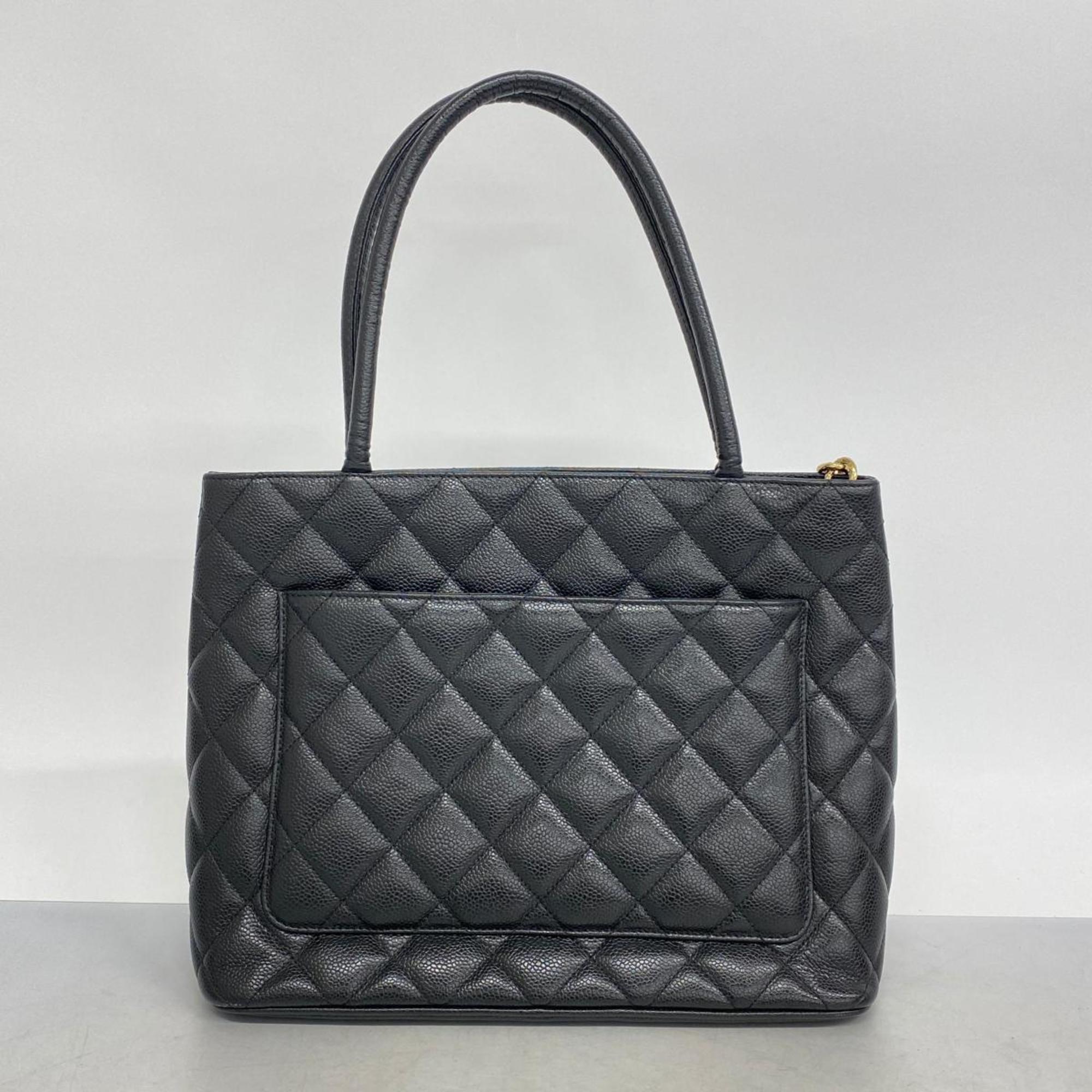 Chanel Tote Bag Reproduction Caviar Skin Black Women's