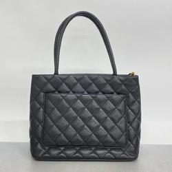 Chanel Tote Bag Reproduction Caviar Skin Black Women's