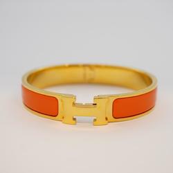 Hermes Bangle Click Clack PM GP Plated Gold Orange Women's