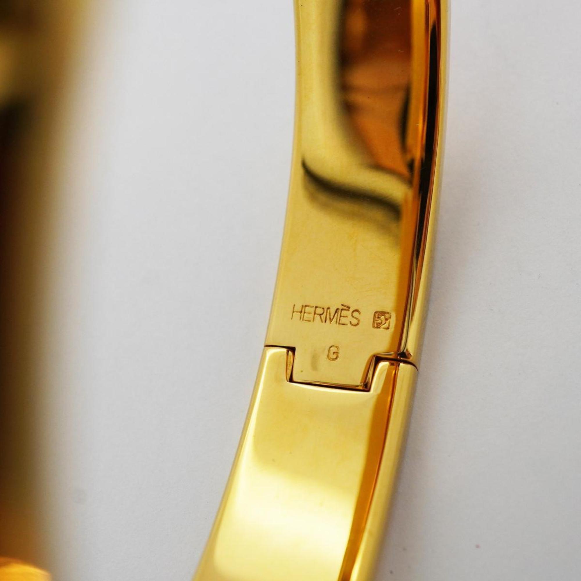 Hermes Bangle Click Clack PM GP Plated Gold Orange Women's