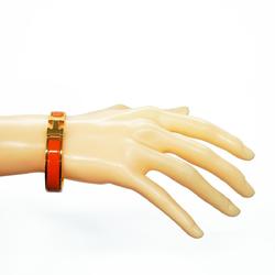 Hermes Bangle Click Clack PM GP Plated Gold Orange Women's