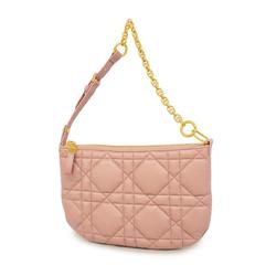 Christian Dior Shoulder Bag Cannage Caro Leather Pink Women's