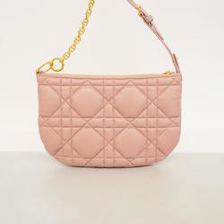 Christian Dior Shoulder Bag Cannage Caro Leather Pink Women's