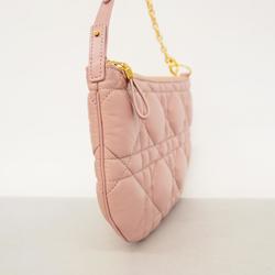 Christian Dior Shoulder Bag Cannage Caro Leather Pink Women's