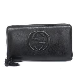 Gucci Long Wallet Soho 308280 Leather Black Champagne Women's