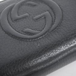 Gucci Long Wallet Soho 308280 Leather Black Champagne Women's