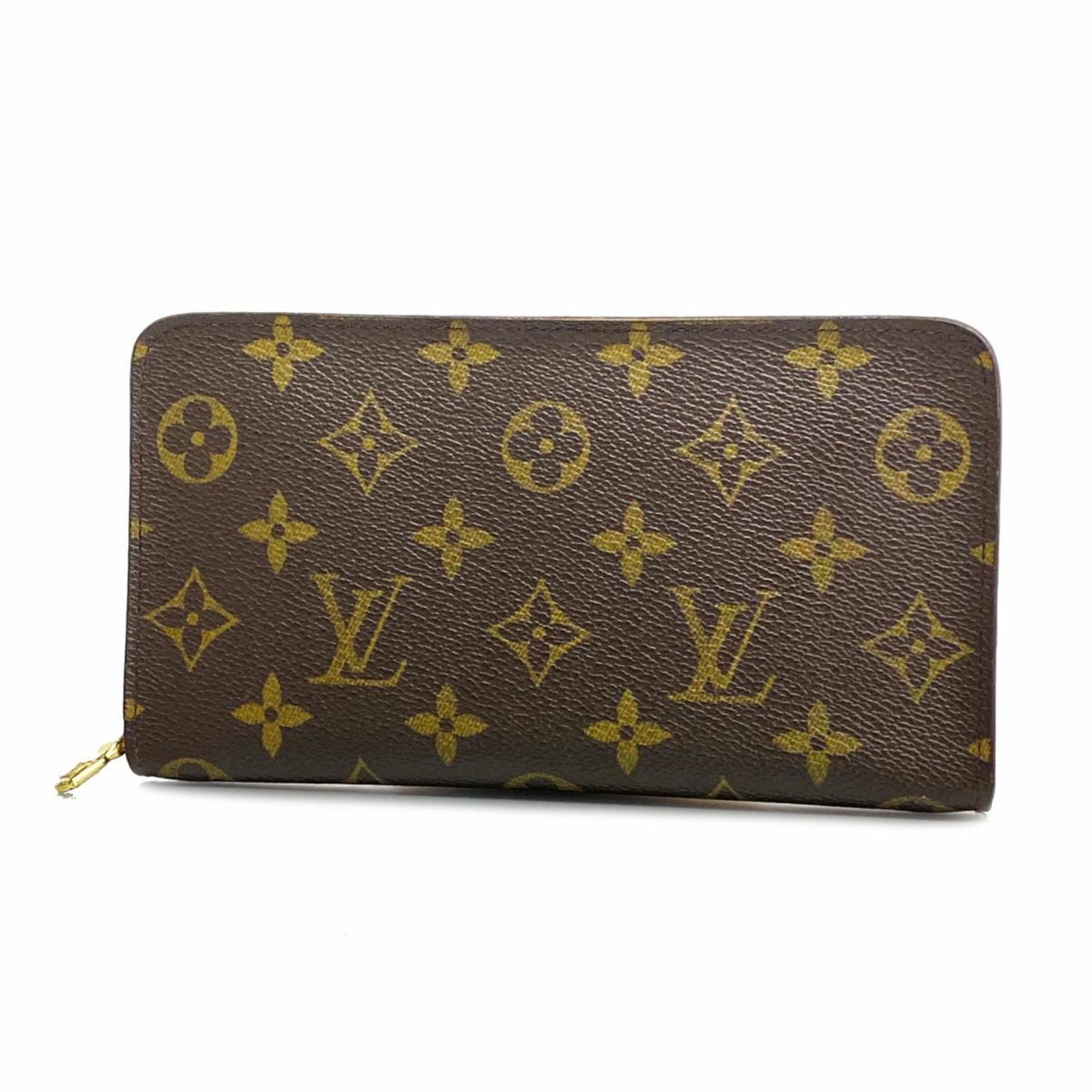 Louis Vuitton Long Wallet Monogram Porto Monaco Zip M61727 Brown Men's Women's