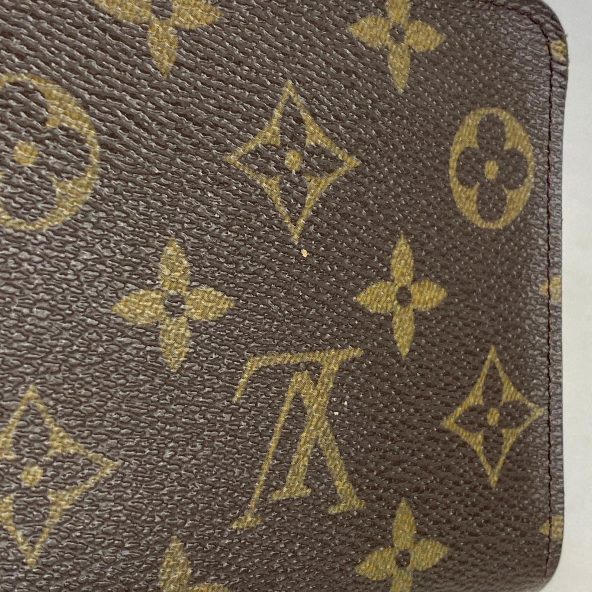 Louis Vuitton Long Wallet Monogram Porto Monaco Zip M61727 Brown Men's Women's