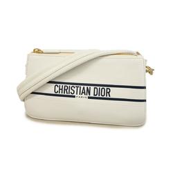 Christian Dior Shoulder Bag Vibe Leather White Champagne Women's