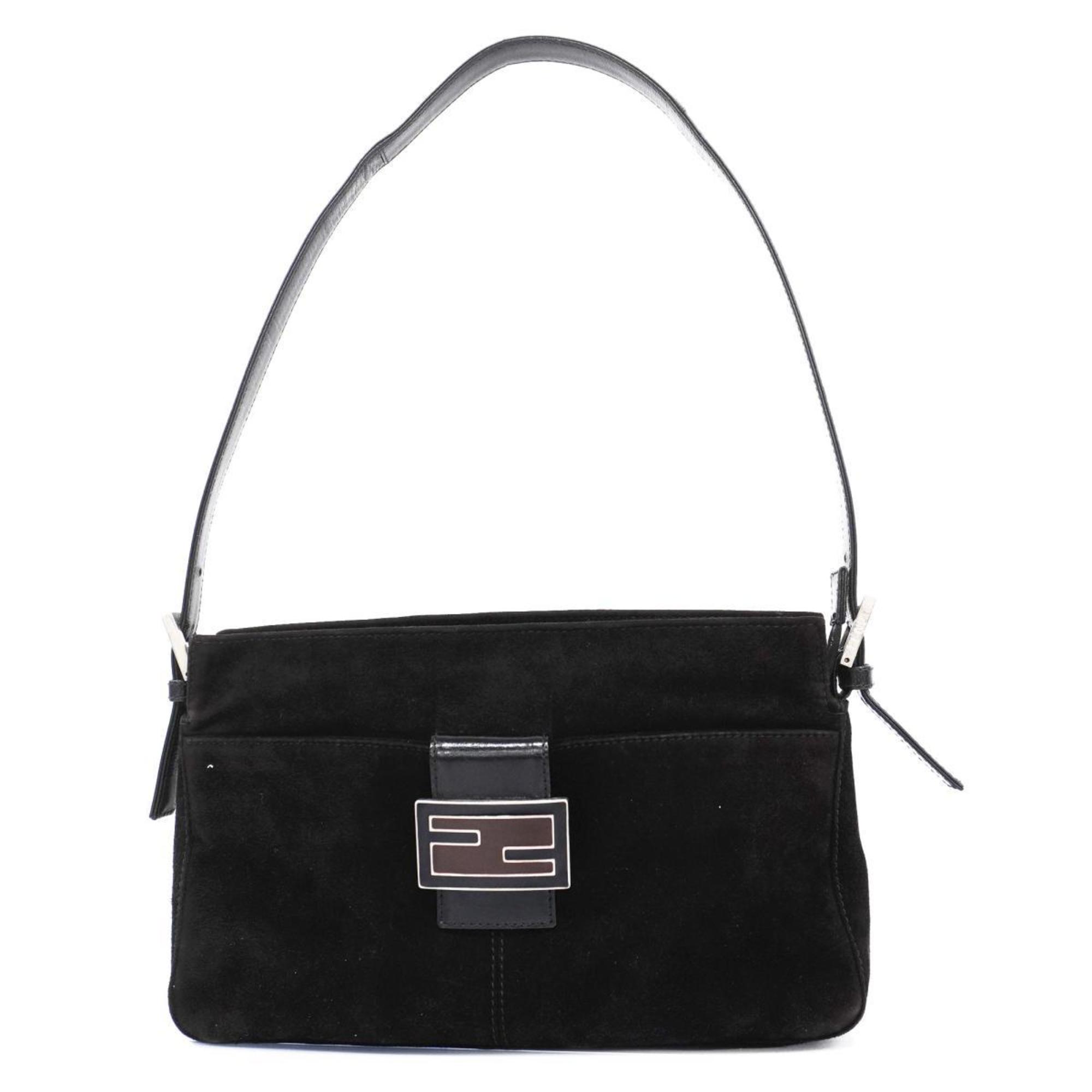 Fendi shoulder bag suede black ladies