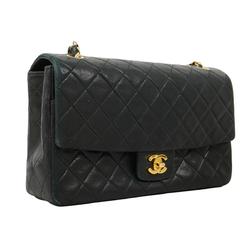 Chanel Shoulder Bag Matelasse W Chain Lambskin Black Women's