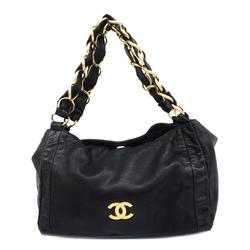 Chanel Shoulder Bag Chain Lambskin Black Women's