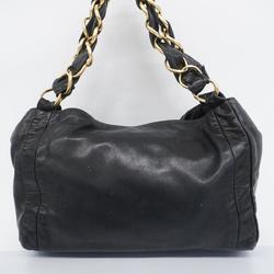 Chanel Shoulder Bag Chain Lambskin Black Women's