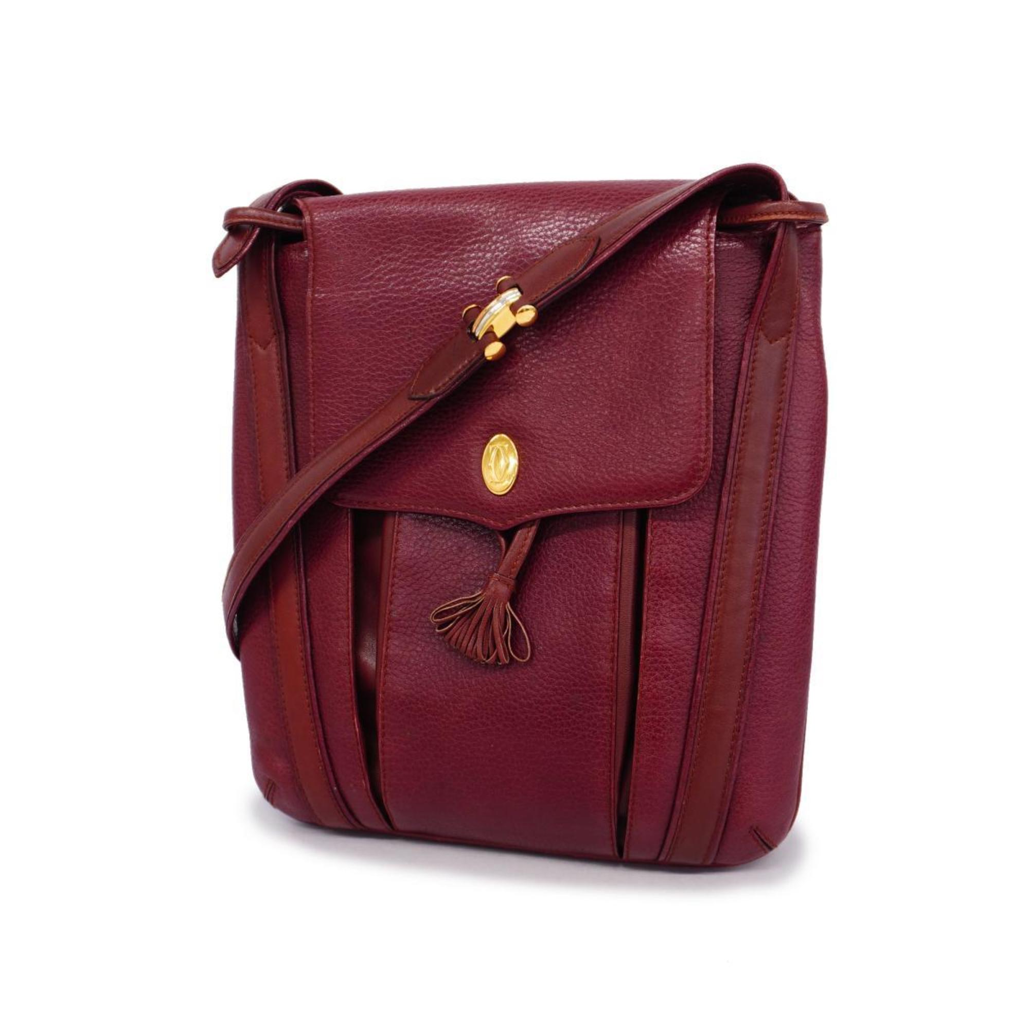 Cartier Shoulder Bag Must Leather Bordeaux Women's