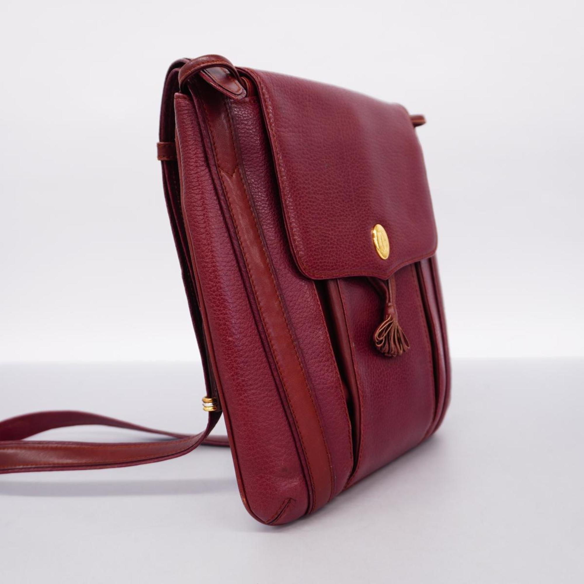 Cartier Shoulder Bag Must Leather Bordeaux Women's