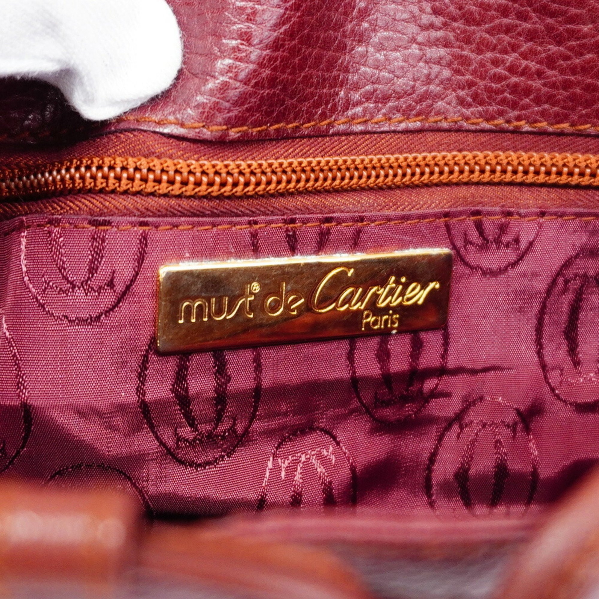 Cartier Shoulder Bag Must Leather Bordeaux Women's