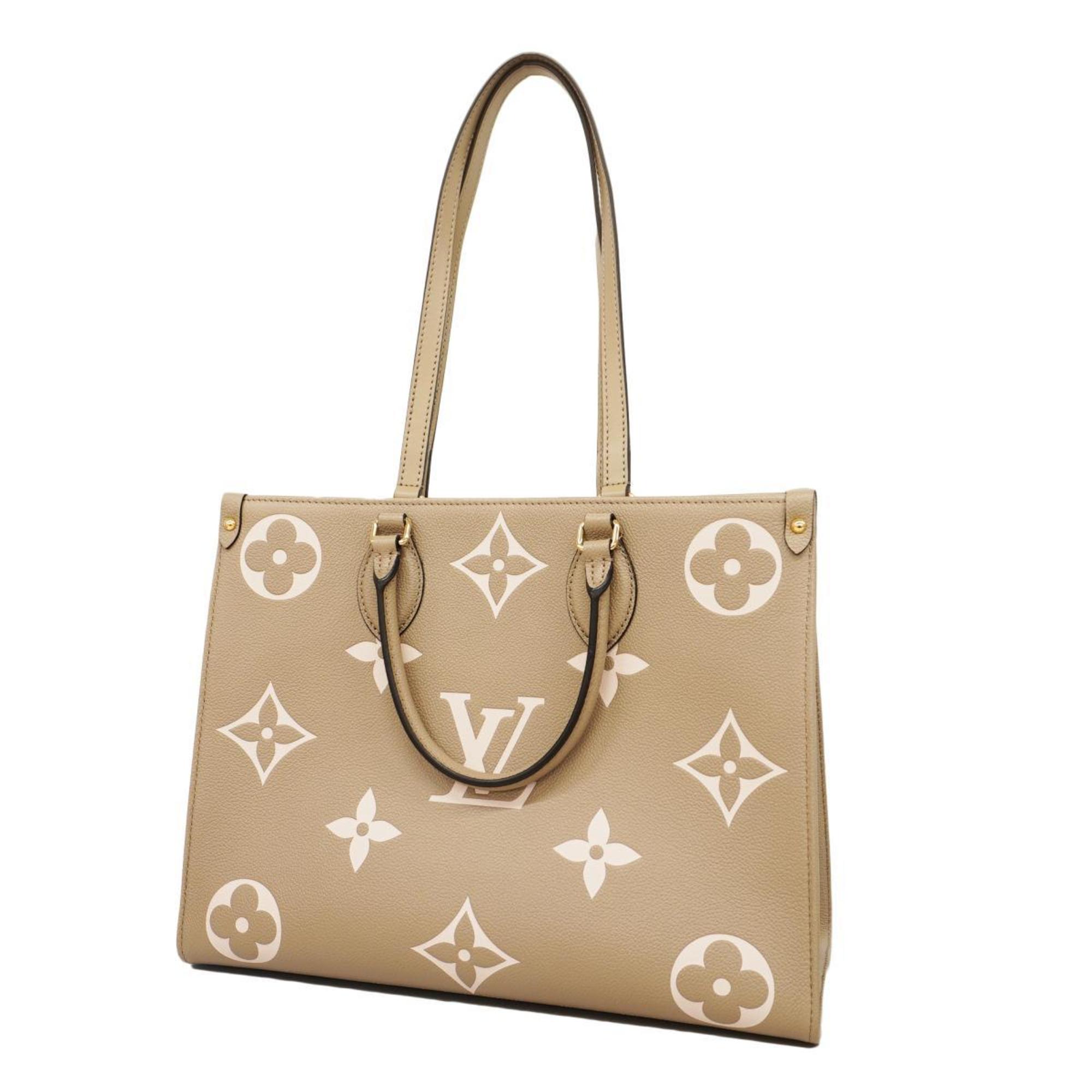 Louis Vuitton Tote Bag Monogram Empreinte Bicolor On the Go MM M45494 Tourterelle Creme Ladies