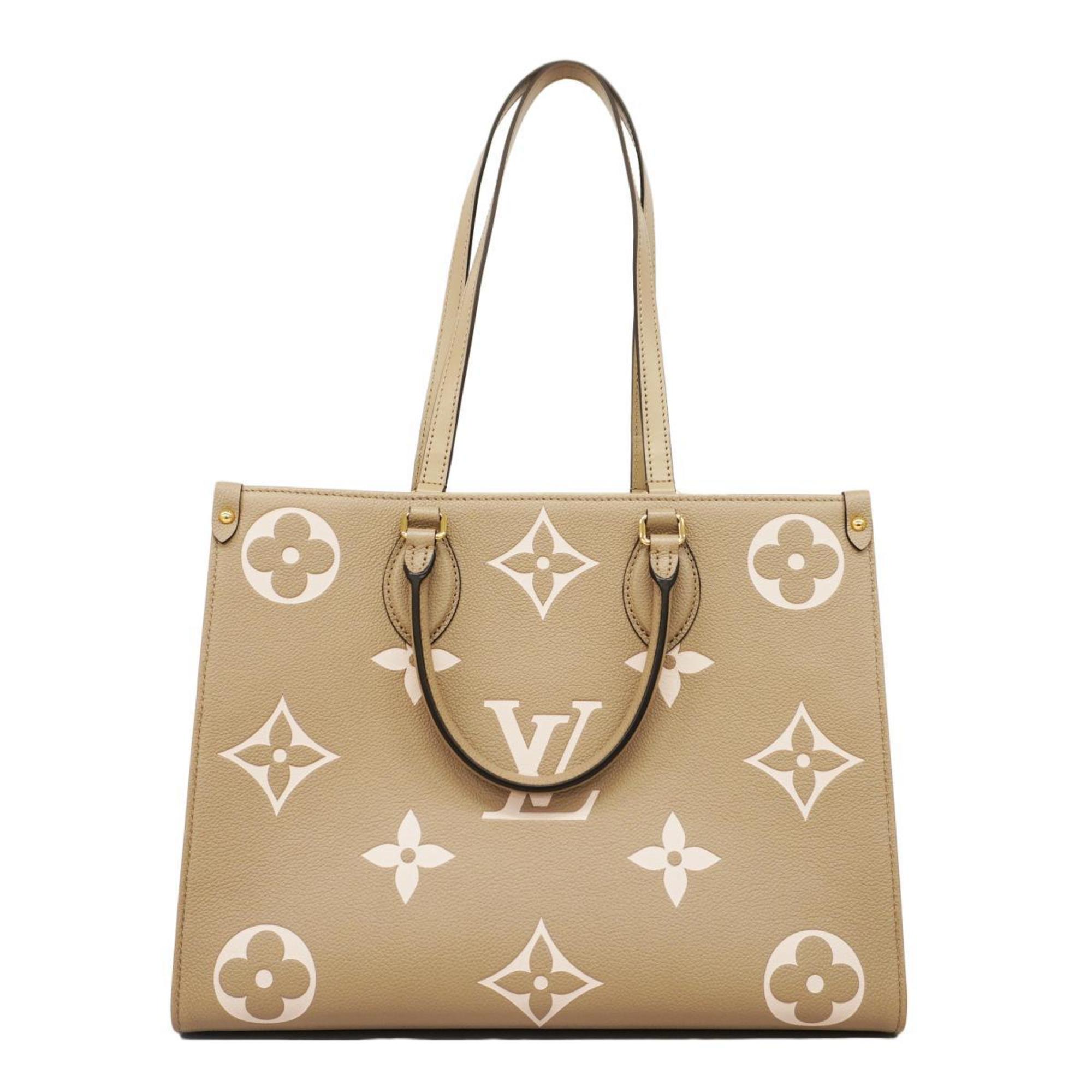 Louis Vuitton Tote Bag Monogram Empreinte Bicolor On the Go MM M45494 Tourterelle Creme Ladies