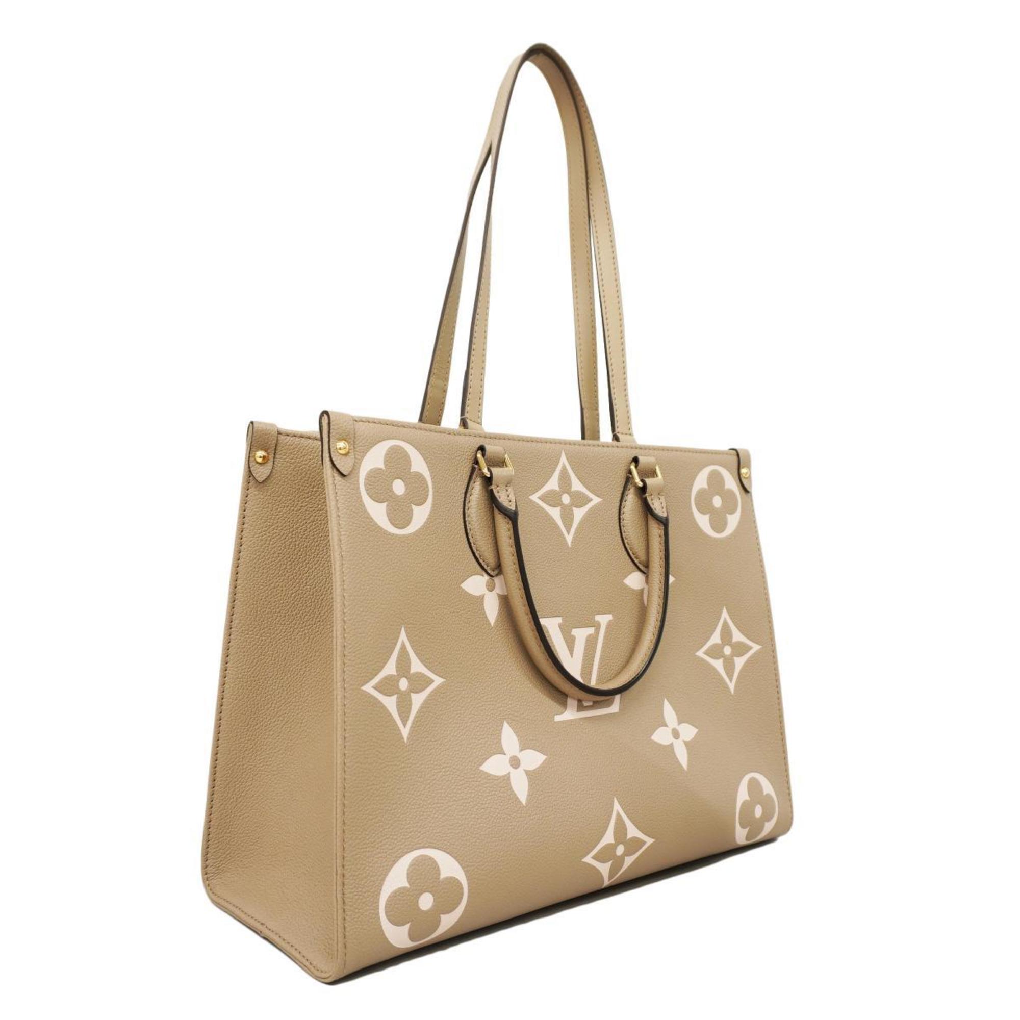 Louis Vuitton Tote Bag Monogram Empreinte Bicolor On the Go MM M45494 Tourterelle Creme Ladies