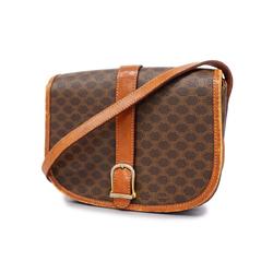 Celine Shoulder Bag Macadam Leather Brown Women's