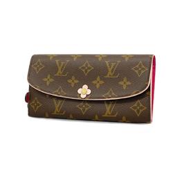 Louis Vuitton Long Wallet Monogram Flower Portefeuille Emily M68313 Brown Hot Pink Ladies