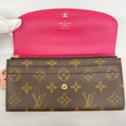 Louis Vuitton Long Wallet Monogram Flower Portefeuille Emily M68313 Brown Hot Pink Ladies