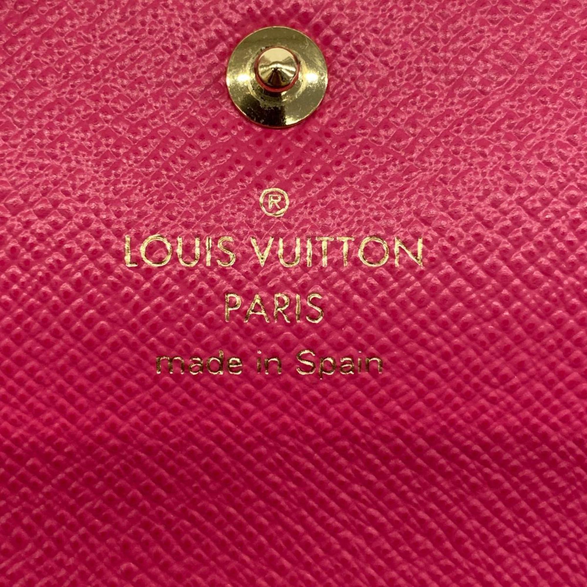 Louis Vuitton Long Wallet Monogram Flower Portefeuille Emily M68313 Brown Hot Pink Ladies