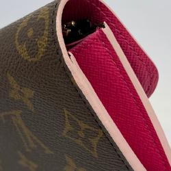 Louis Vuitton Long Wallet Monogram Flower Portefeuille Emily M68313 Brown Hot Pink Ladies