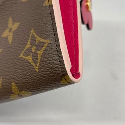 Louis Vuitton Long Wallet Monogram Flower Portefeuille Emily M68313 Brown Hot Pink Ladies