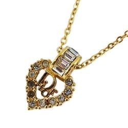 Christian Dior Necklace Rhinestone GP Plated Gold Women's