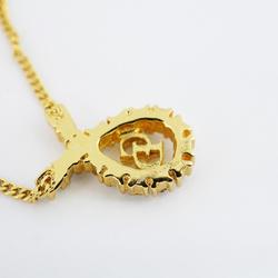 Christian Dior Necklace CD Rhinestone GP Plated Gold Women's