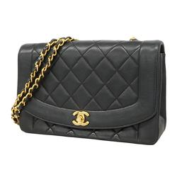 Chanel Shoulder Bag Matelasse Diana Chain Lambskin Black Women's