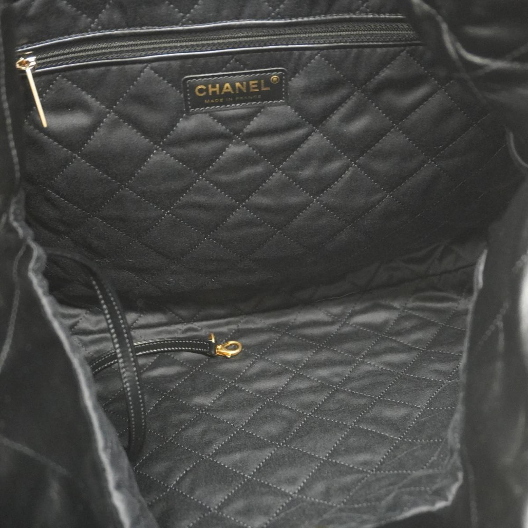 Chanel Shoulder Bag 22 Chain Calfskin Black Women's