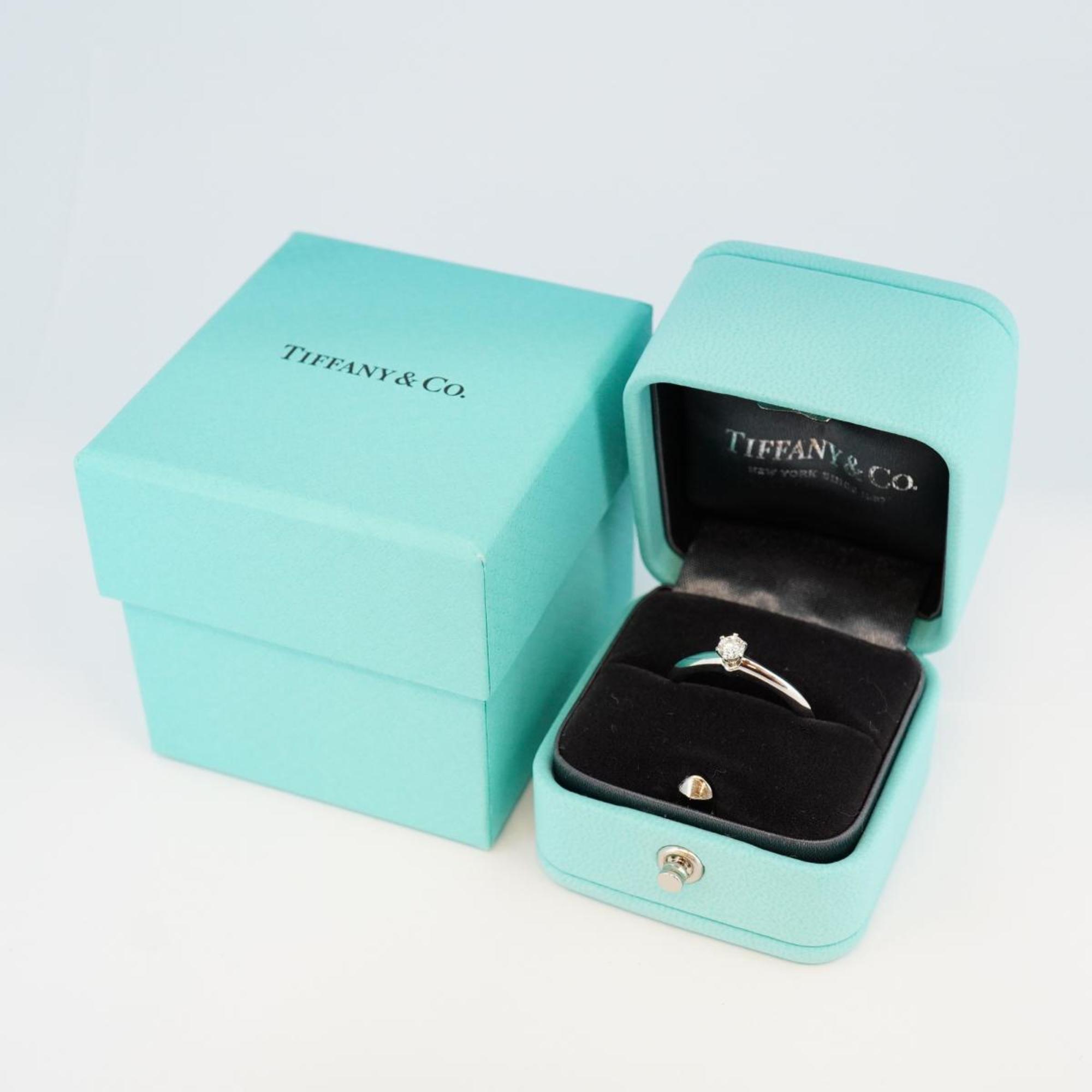 Tiffany Ring Solitaire 1PD Diamond Pt950 Platinum Ladies