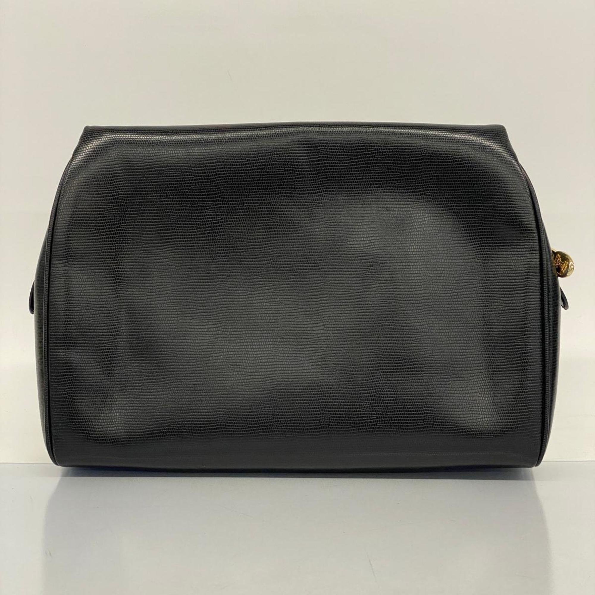 Celine Clutch Bag Leather Black Women's