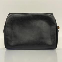 Celine Clutch Bag Leather Black Women's