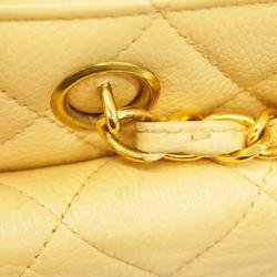 Chanel Shoulder Bag Matelasse Chain Caviar Skin Beige Women's