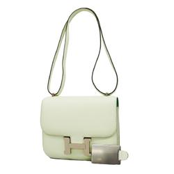 Hermes Shoulder Bag Constance 18 B Stamp Chevre Vert Fizz Comic Women's