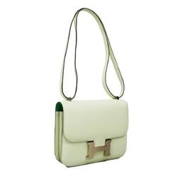 Hermes Shoulder Bag Constance 18 B Stamp Chevre Vert Fizz Comic Women's