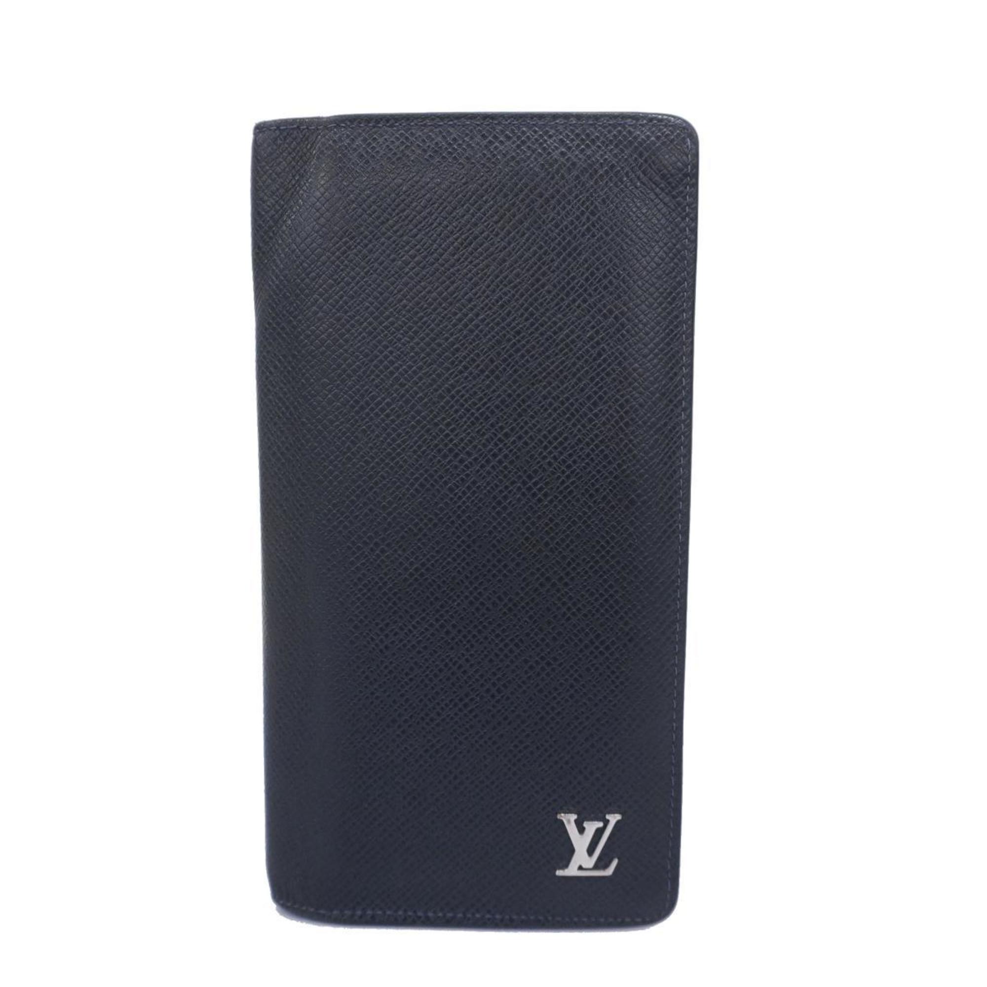 Louis Vuitton Long Wallet Taiga Portefeuille Brazza M30292 Navy Men's