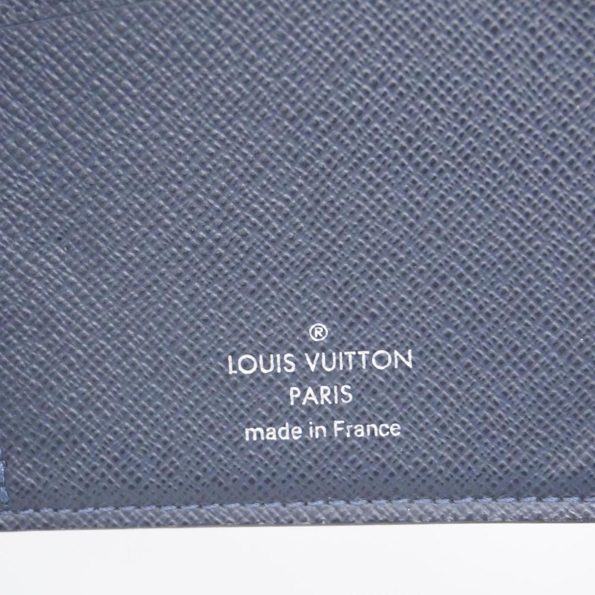 Louis Vuitton Long Wallet Taiga Portefeuille Brazza M30292 Navy Men's