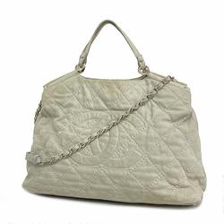 Chanel Tote Bag Matelasse Chain Shoulder Leather Light Grey Women's