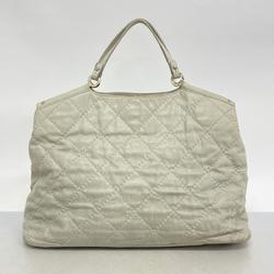 Chanel Tote Bag Matelasse Chain Shoulder Leather Light Grey Women's