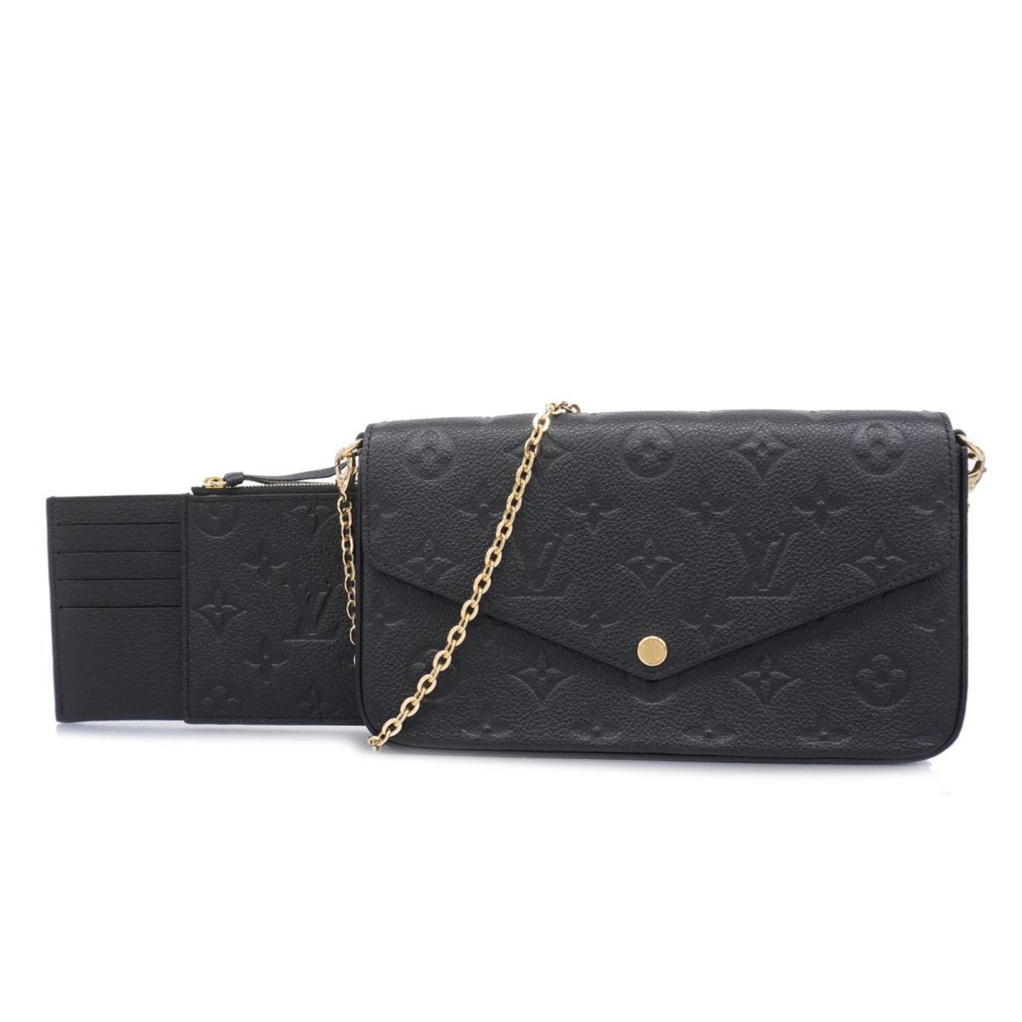 Louis Vuitton Shoulder Wallet Monogram Empreinte Pochette Felicie M64064 Noir Ladies